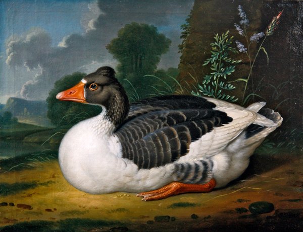 En gås i et landskap (olje på lerret) av Jacob Samuel Beck
