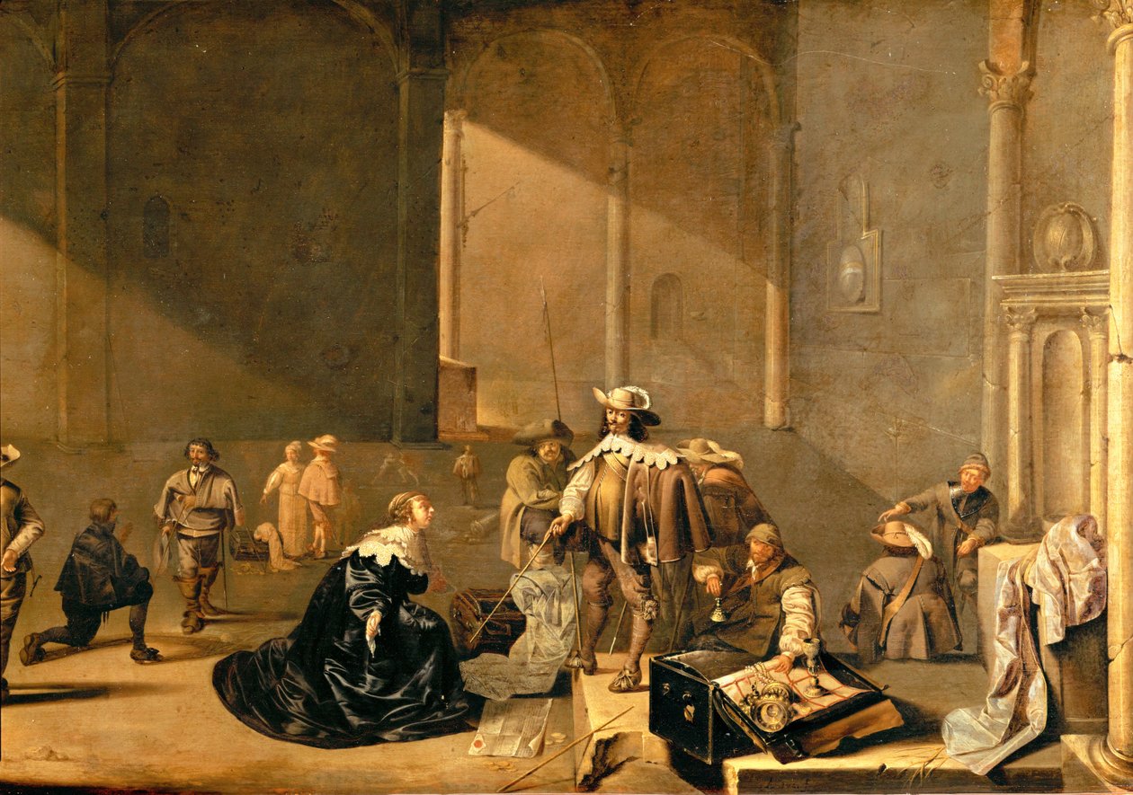 Plyndring av et hus av spanske tropper (olje på tre) av Jacob A. & Willaerts Adam (1577-1664) Duck