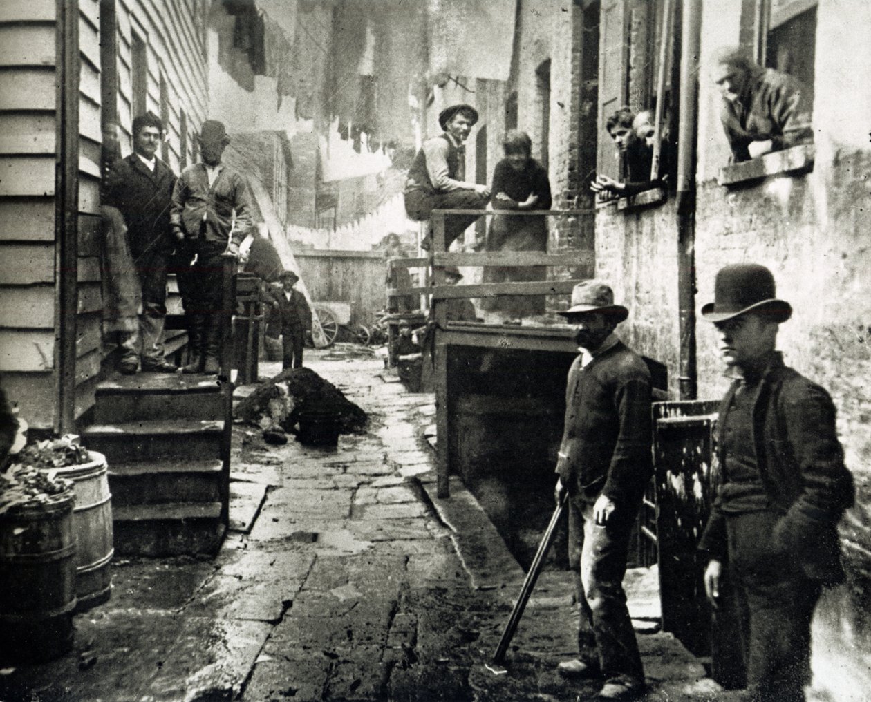 Utsikt over Little Italy, Mulberry Street, New York, USA, ca. 1890 av Jacob August Riis