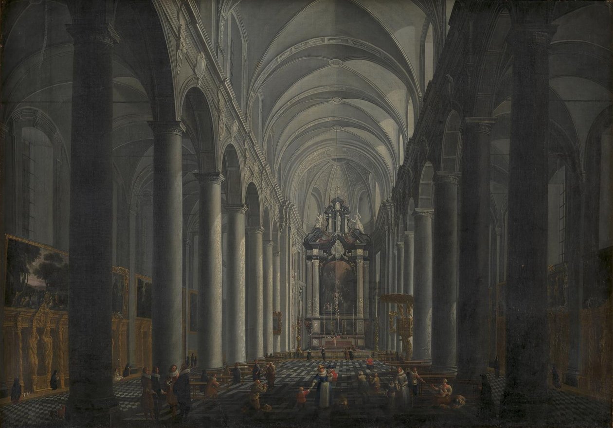 Interiør i jesuittkirken i Brugge av Jacob Balthasar Peeters