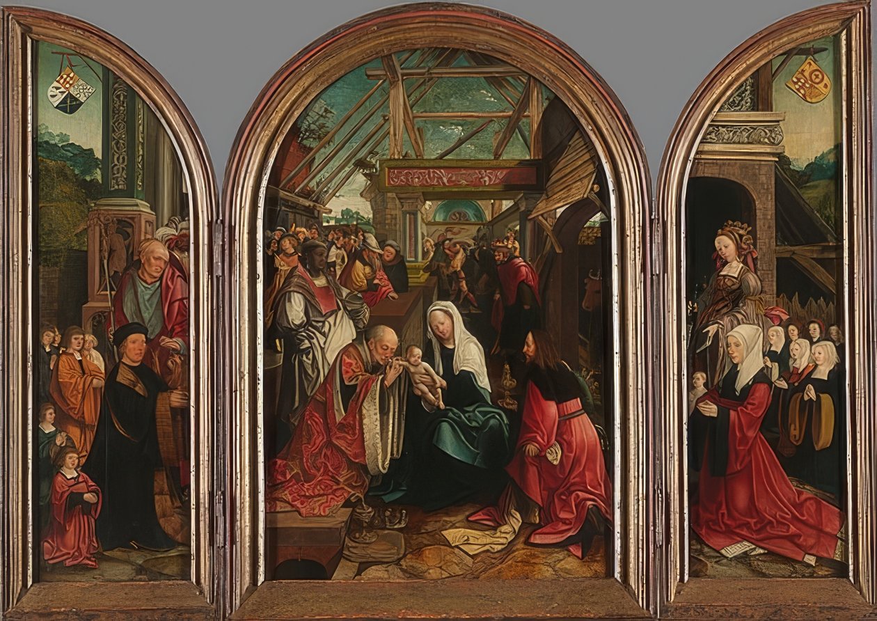 Tilbedelse av magiene. 1517 av Jacob Cornelisz van Oostsanen