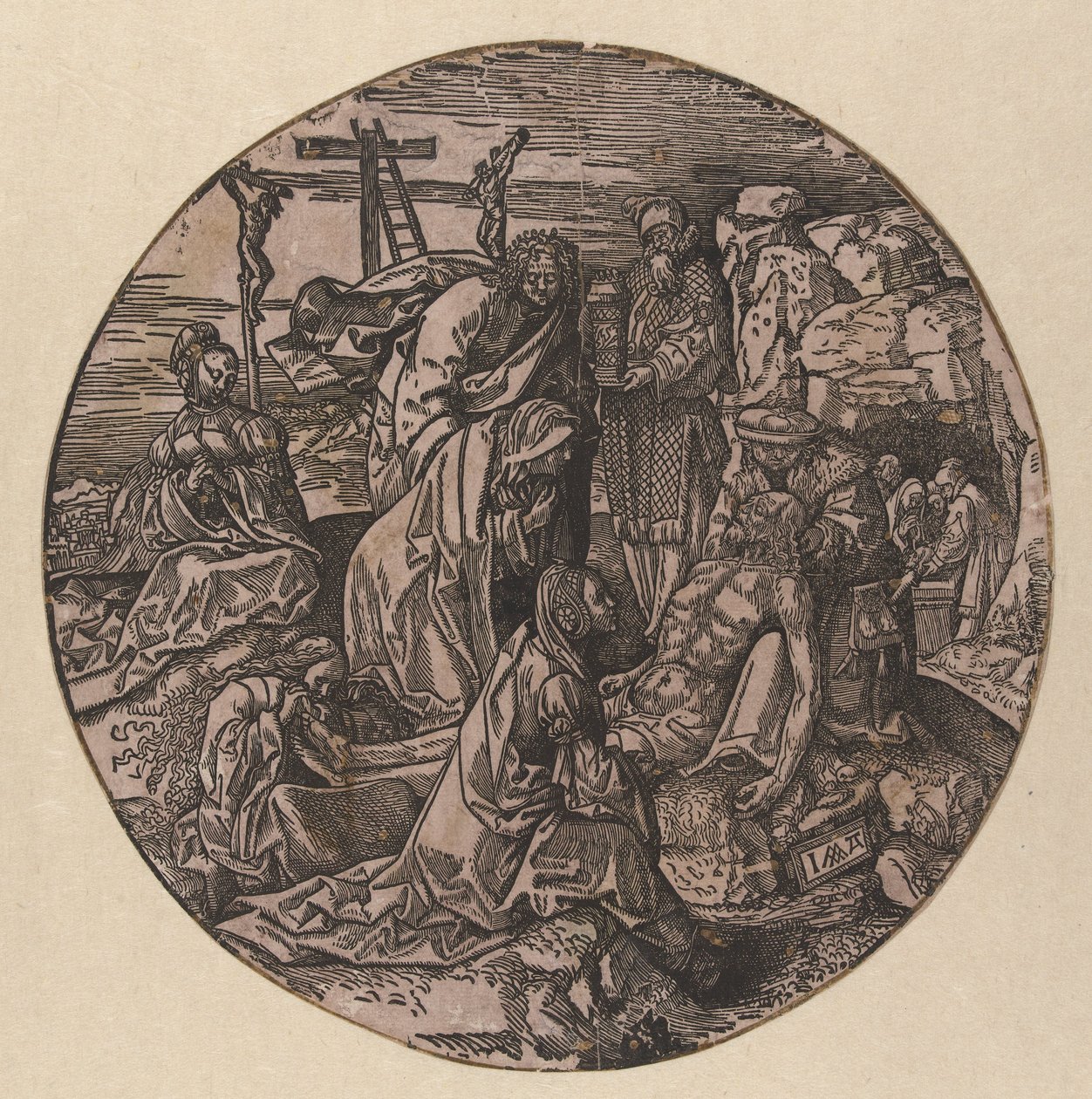 Beven og begravelse av Kristus The Round Passion (serietittel) av Jacob Cornelisz van Oostsanen