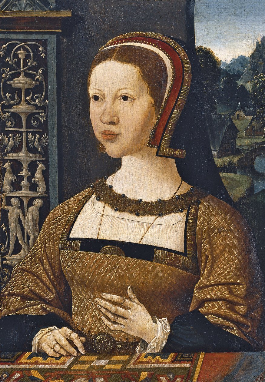 Portrett av Isabella av Østerrike, dronning av Danmark, ca 1524 av Jacob Cornelisz van Oostsanen