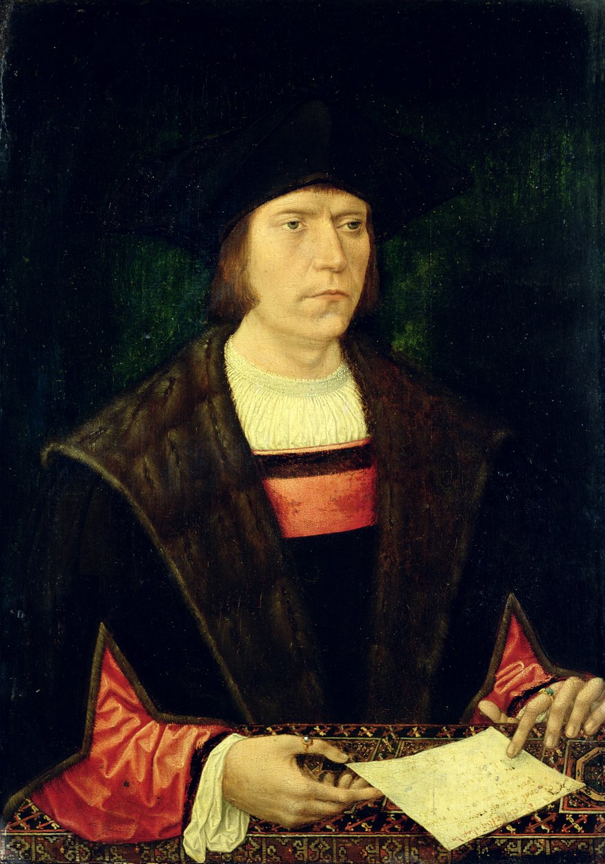 Portrett av en mann med et brev, 1515-20 av Jacob Cornelisz van Oostsanen