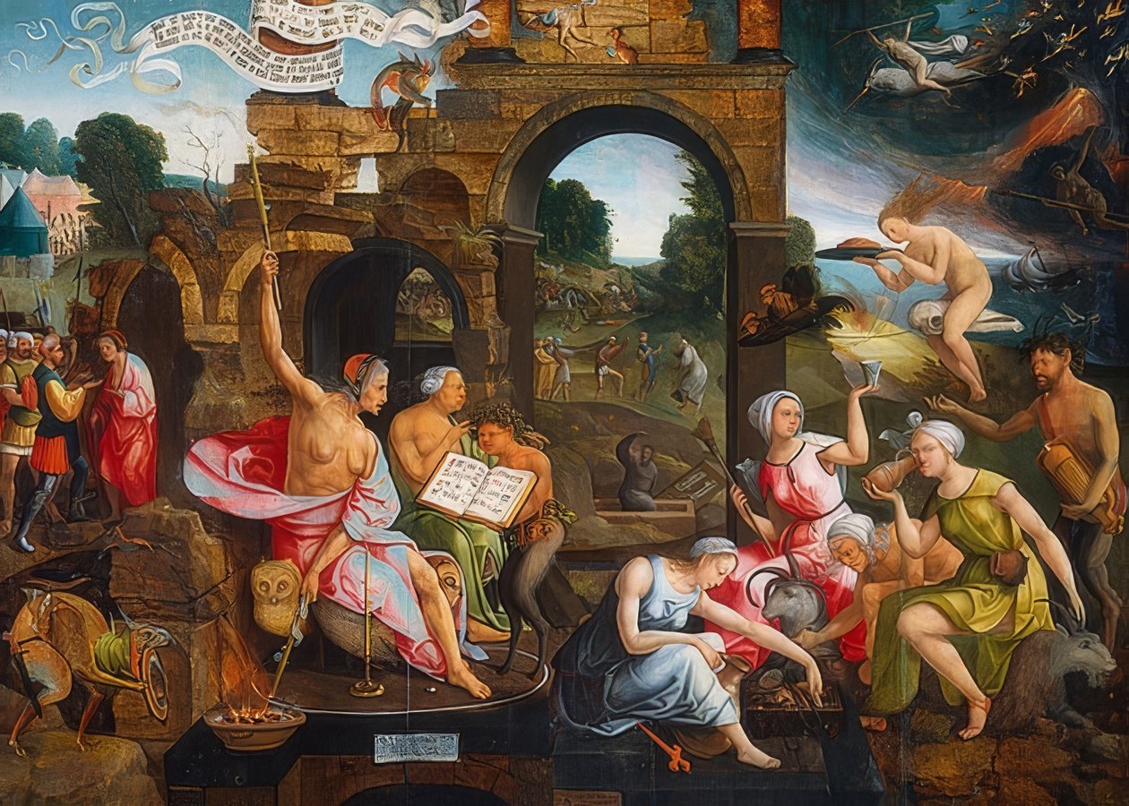 Saul og heksen fra Endor. 1526 av Jacob Cornelisz van Oostsanen