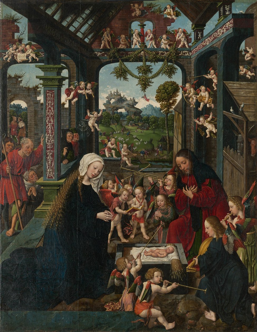 Tilbedelsen av Kristusbarnet av Jacob Cornelisz. van Oostsanen