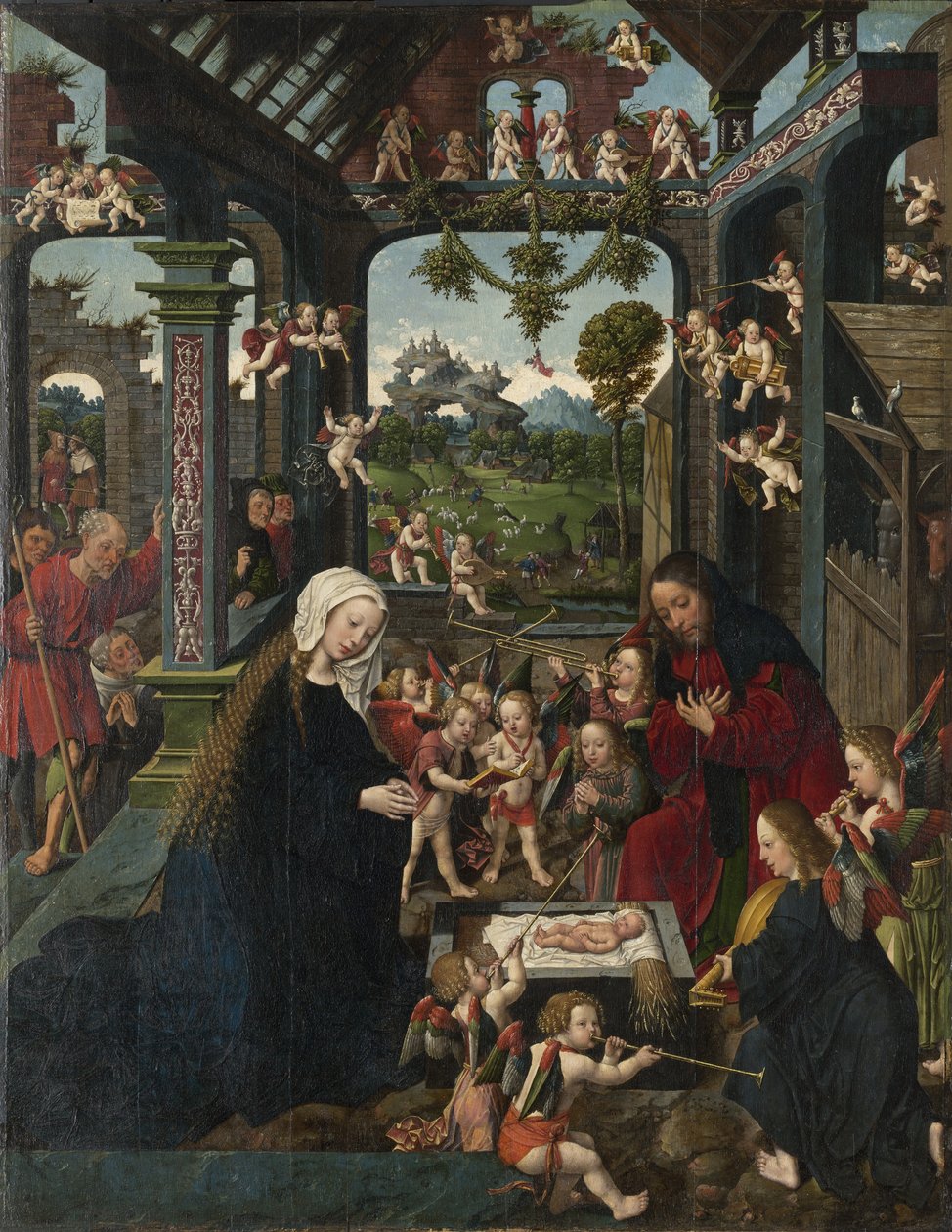 Tilbedelsen av Kristusbarnet, ca. 1515 av Jacob Cornelisz van Oostsanen