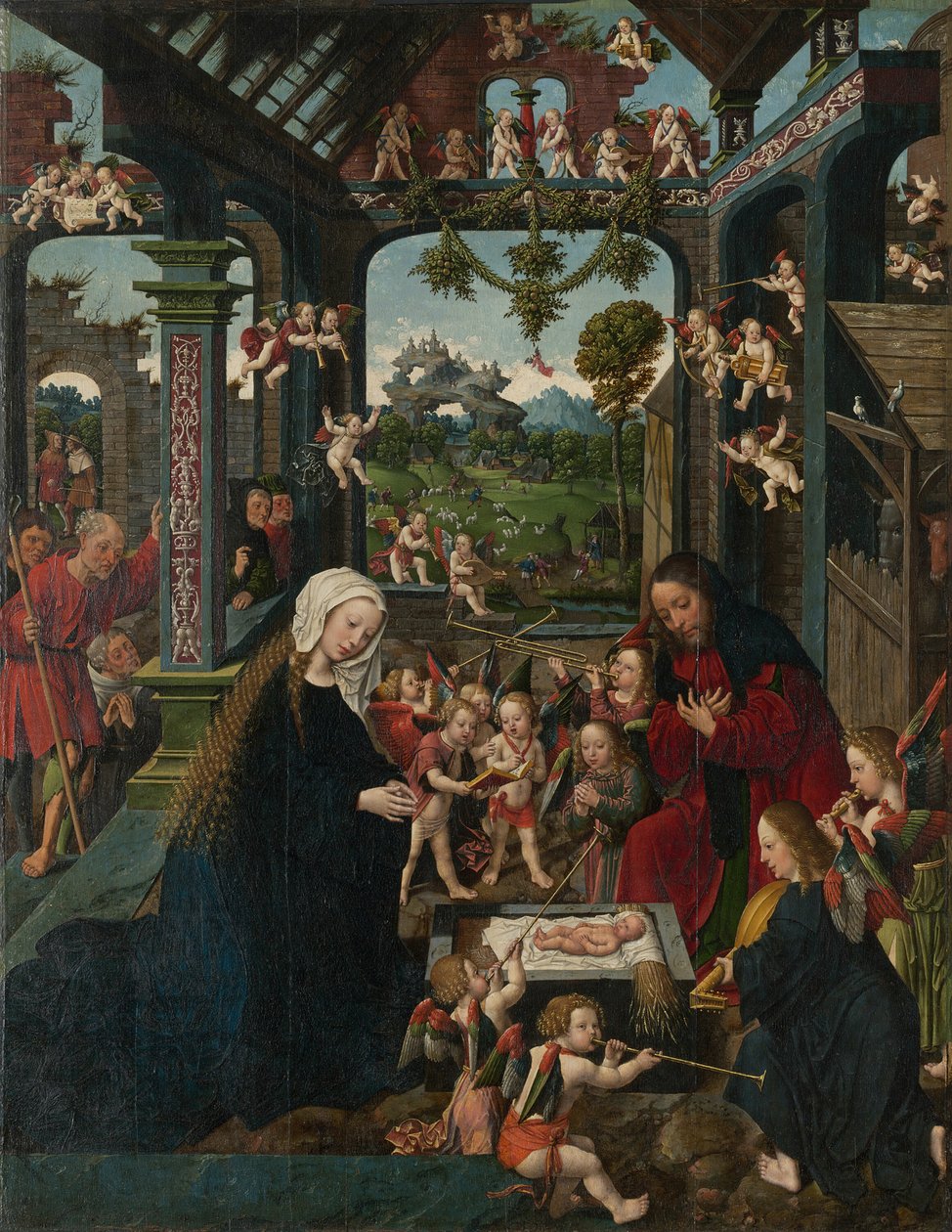 Tilbedelsen av Kristusbarnet, ca. 1515. av Jacob Cornelisz. van Oostsanen