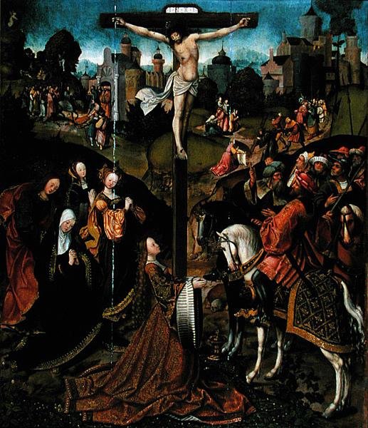 Korsfestelsen (tempera på panel) av Jacob Cornelisz van Oostsanen