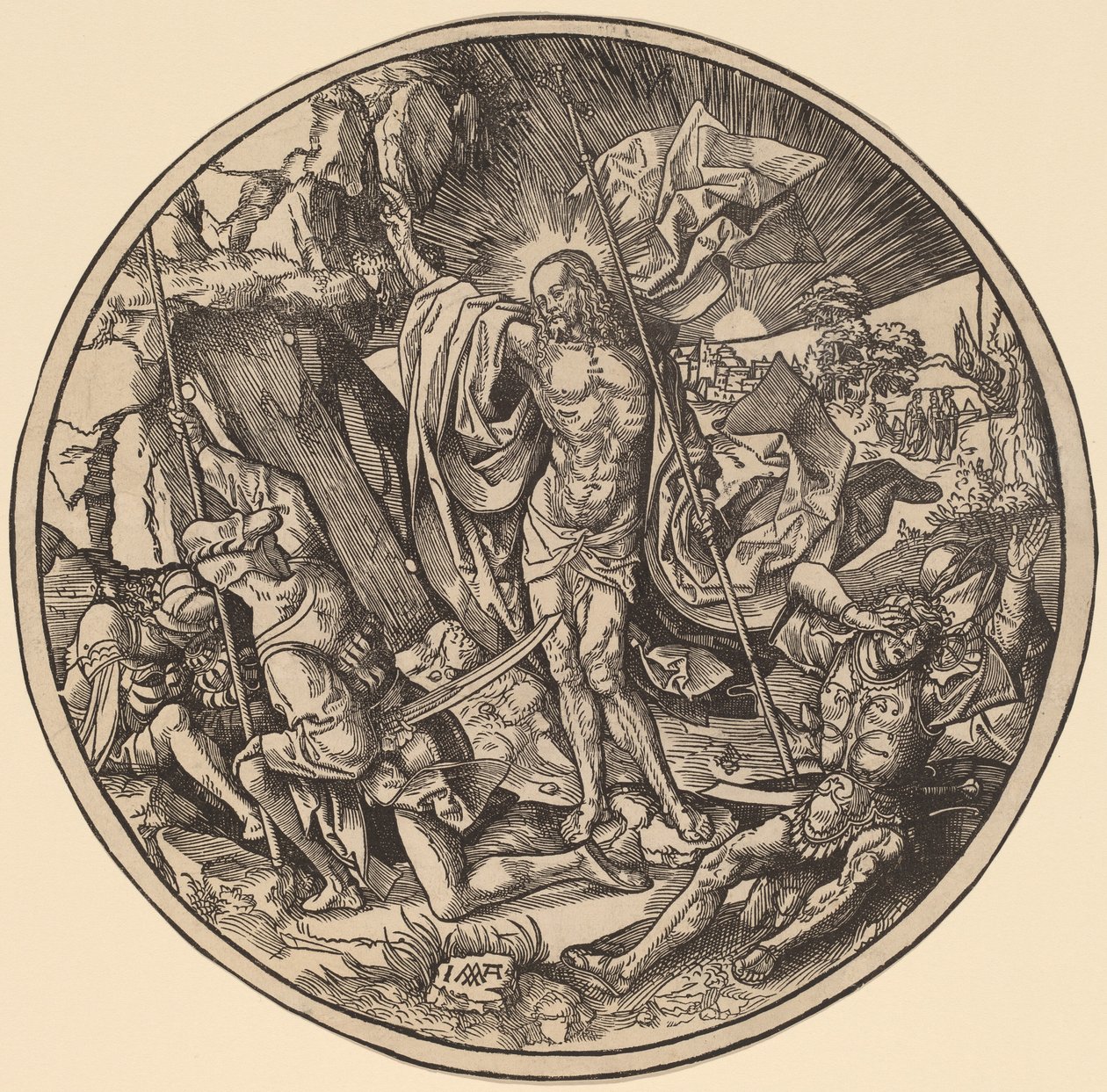 Oppstandelsen og de hellige kvinner på vei til Kristi grav av Jacob Cornelisz van Oostsanen