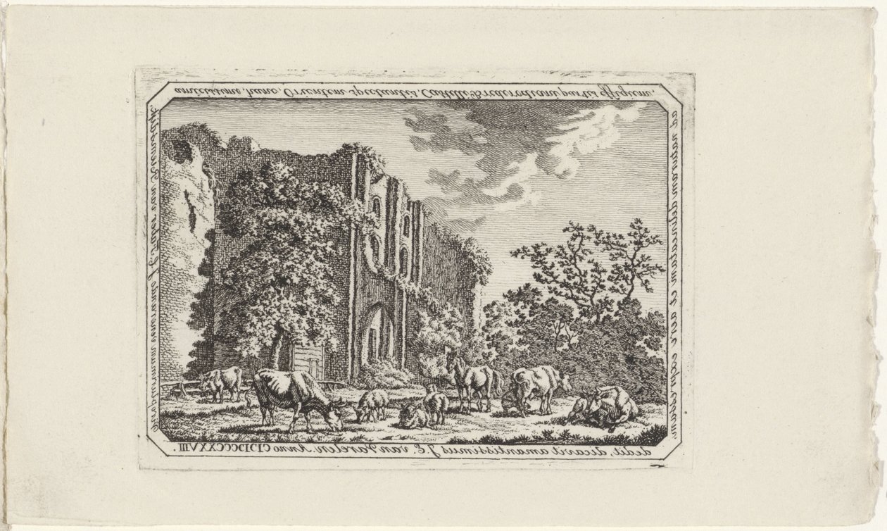 Storfe ved ruinene av Brederode av Jacob Elias van Varelen