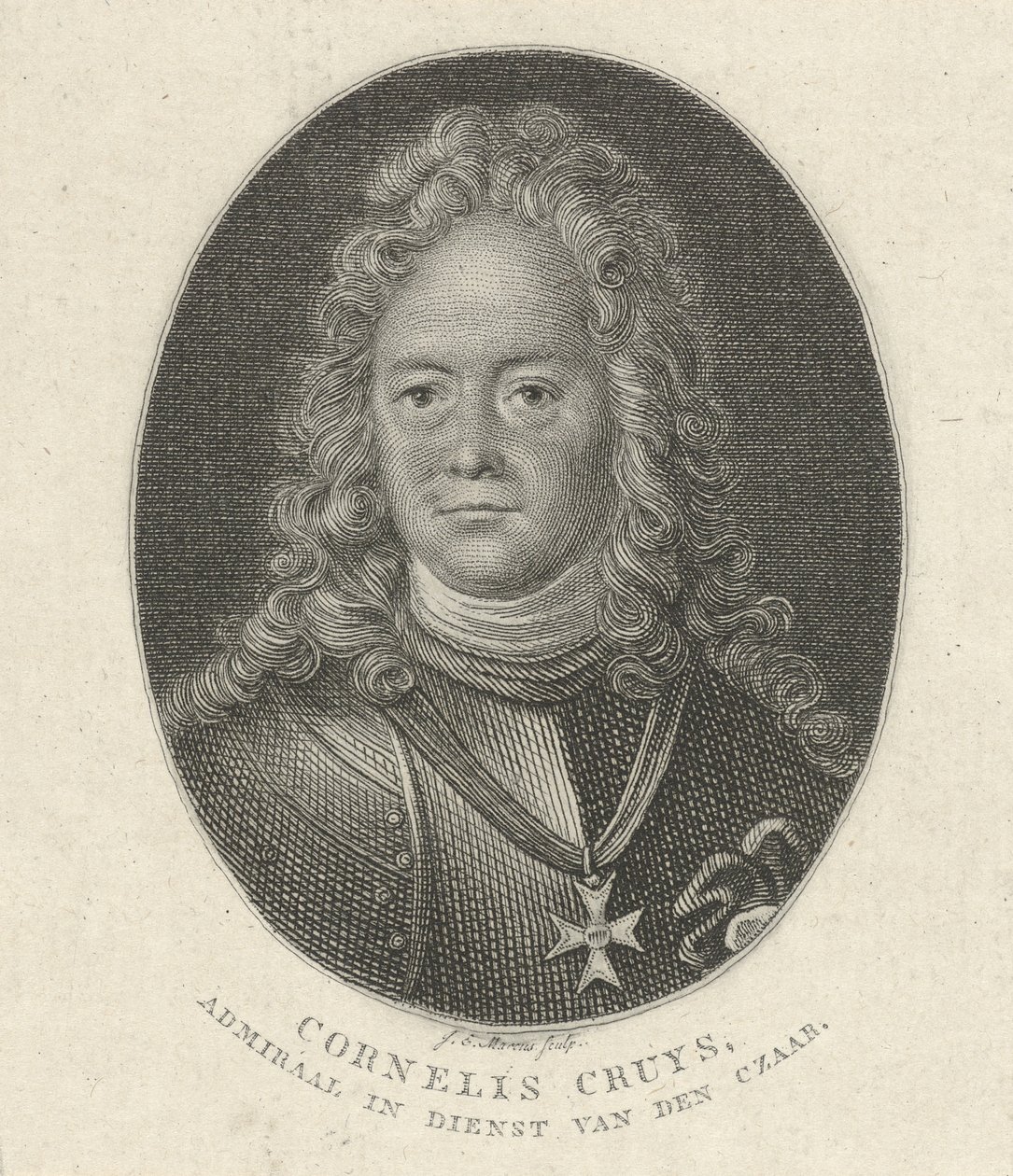 Portrett av Cornelius Cruys 1655-1727, viseadmiral for den keiserlige russiske marinen, 1818 av Jacob Ernst Marcus