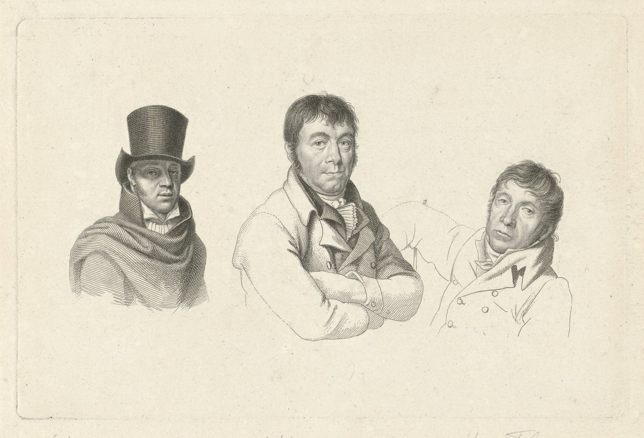 Portretter av Jan Kamphuysen, Dirk Versteegh og Hendrik de Flines av Jacob Ernst Marcus
