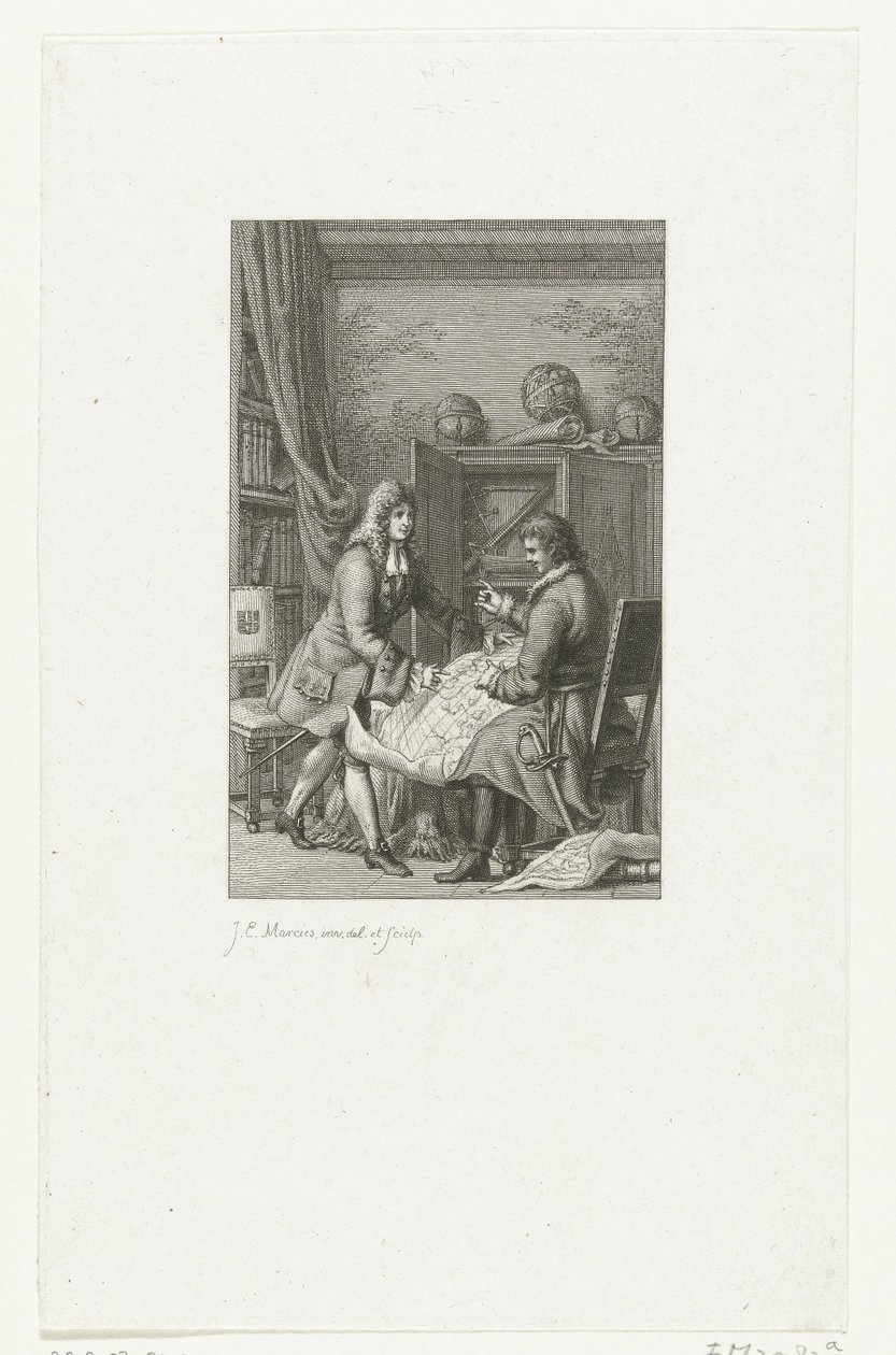 Tsar Peter den store og ordfører Nicolaes Witsen studerer et kart, 1814 av Jacob Ernst Marcus