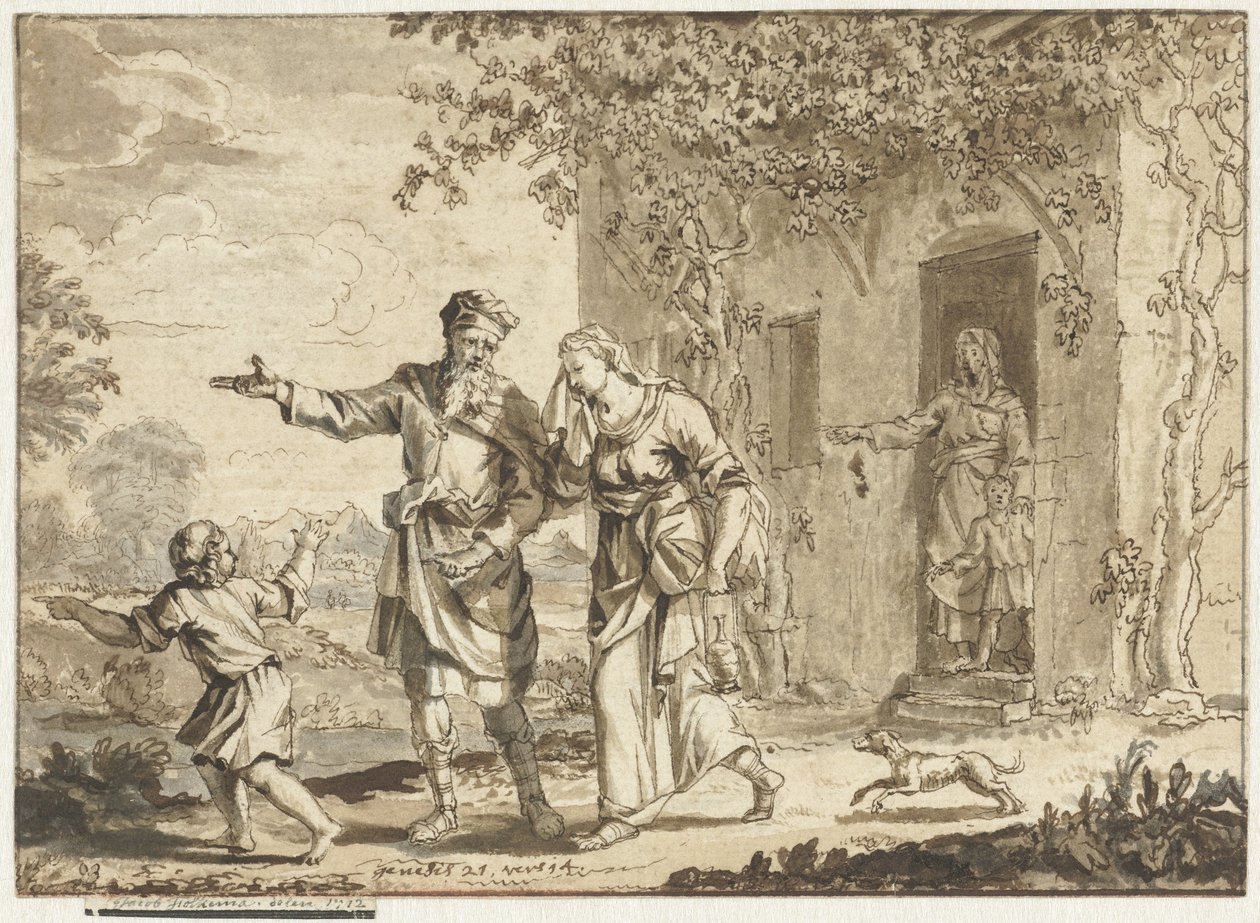 Abraham utviser Hagar og Ismael av Jacob Folkema
