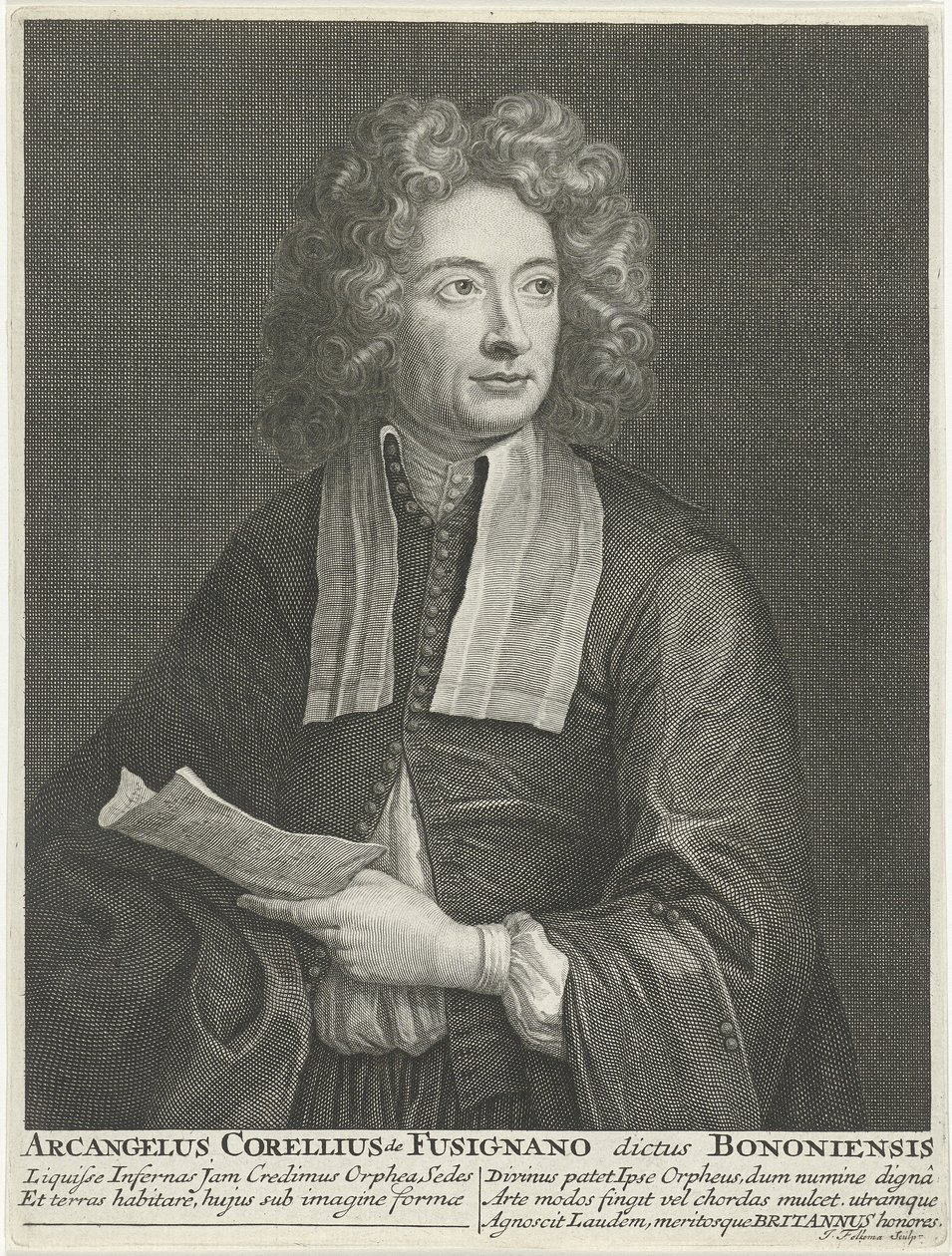 Portrett av komponisten og fiolinisten Arcangelo Corelli 1653-1713 av Jacob Folkema