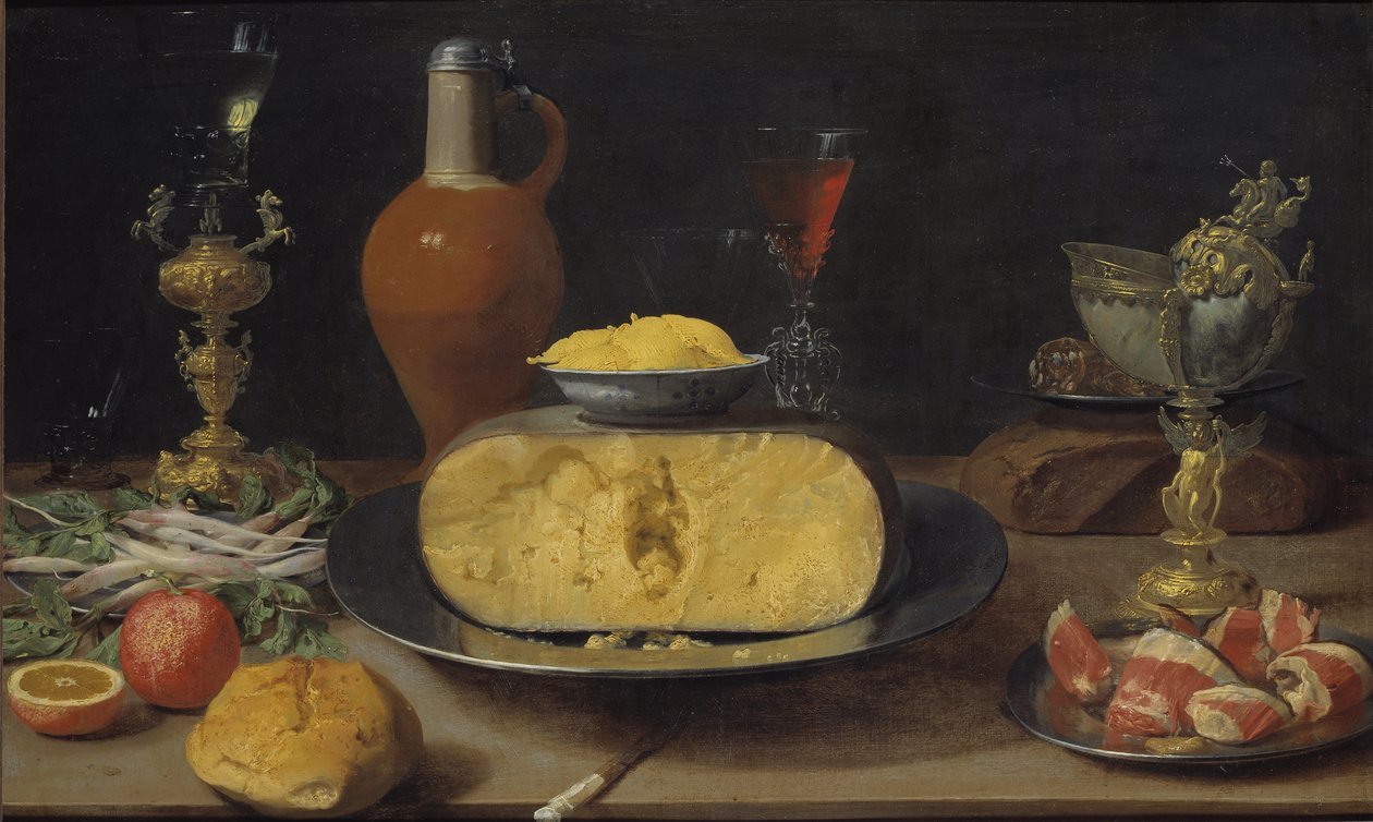 Breakfast Still Life with Cheese and Goblet - Breakfast Still Life with Cheese and Goblet, av Van Es, Jacob Foppens (ca 1596-1666). Olje på tre. Størrelse: 50x84cm. Nationalmuseum Stockholm av Jacob  Foppens van Es