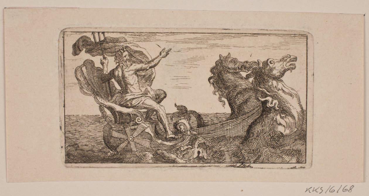 Neptun. Illustrasjon for Jacob Fosie, "Leather-Klude [...] or Samples on Coats, Grinding, Grounds, Needles, Etching Water, Blacks, Wipes, Loading and Printing from the year 1741 to the year 1743" av Jacob Fosie