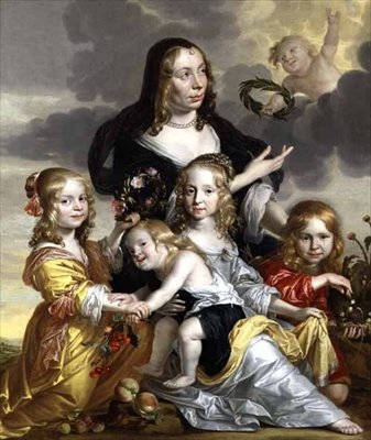 Portrett av en dame med hennes fire barn av Jacob Fransz van der Merck