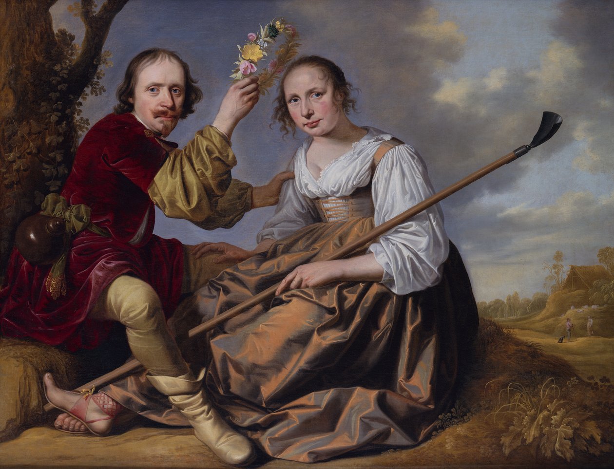 Et par i et pastoralt landskap (olje på lerret) av Jacob Gerritsz Cuyp