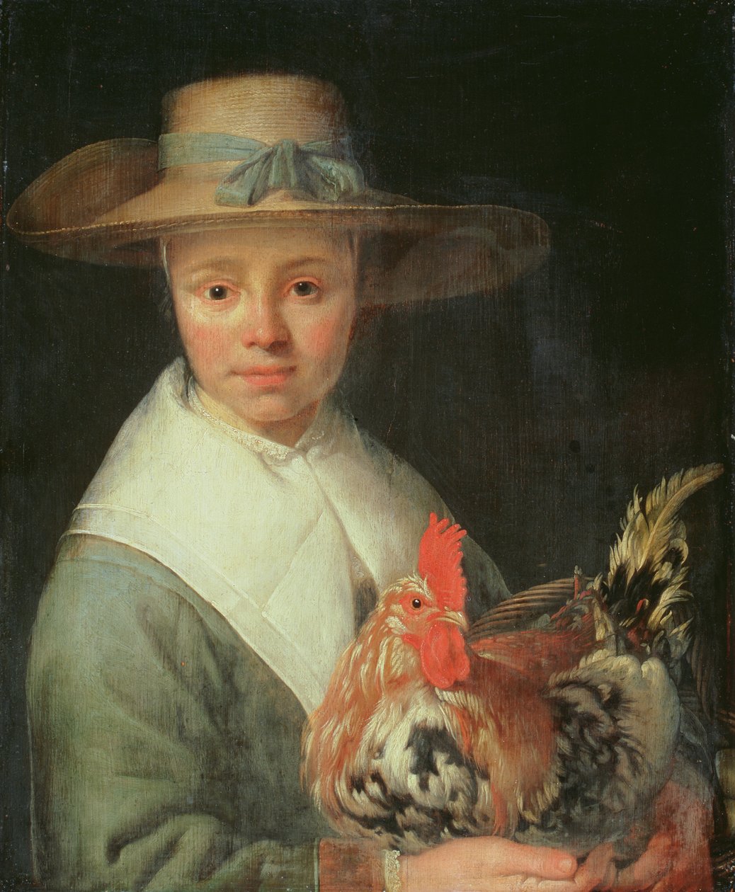 Jente med hane av Jacob Gerritsz Cuyp