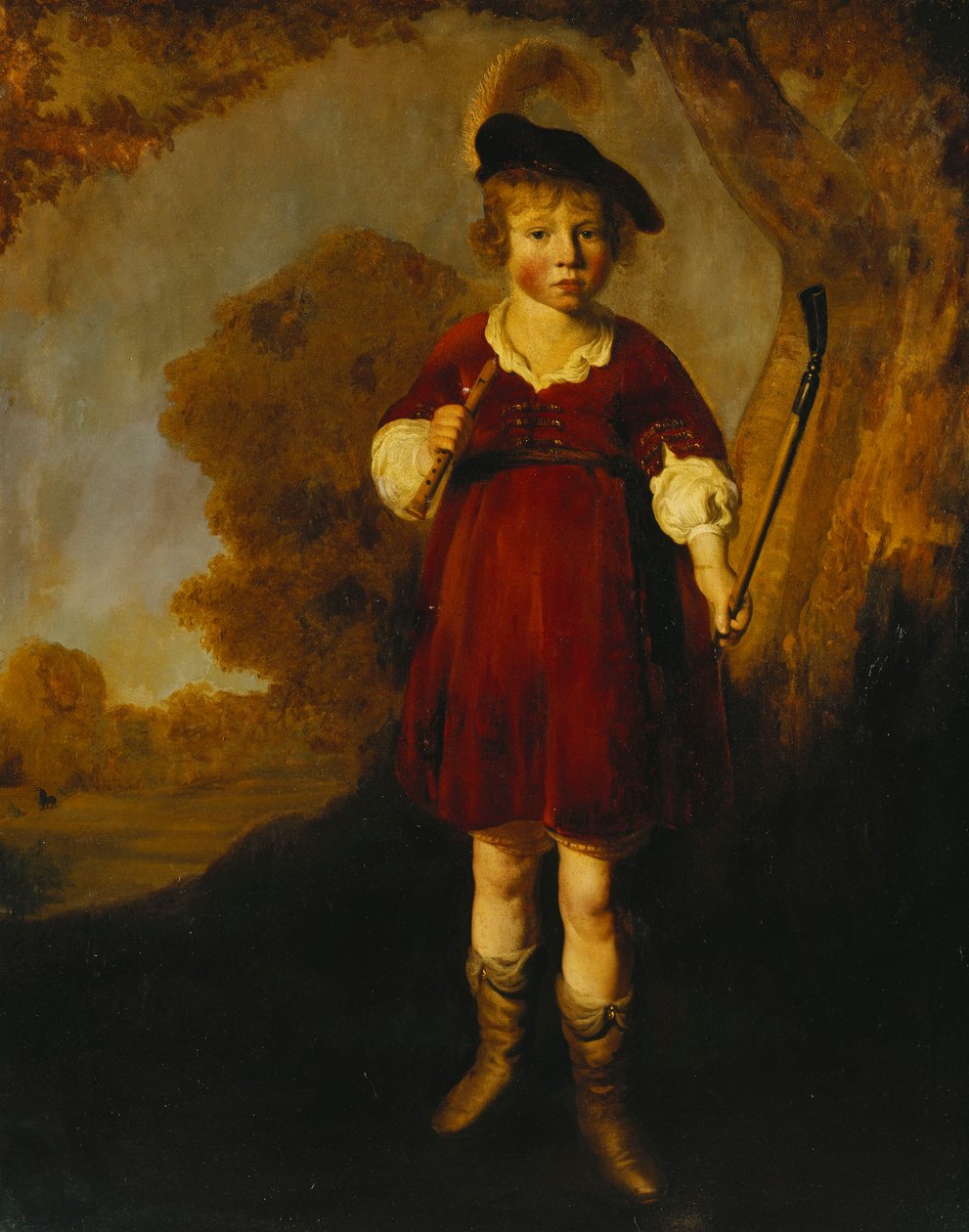 Portrett av en ung gutt som en hyrde, stående i full lengde, i et landskap av Jacob Gerritsz Cuyp