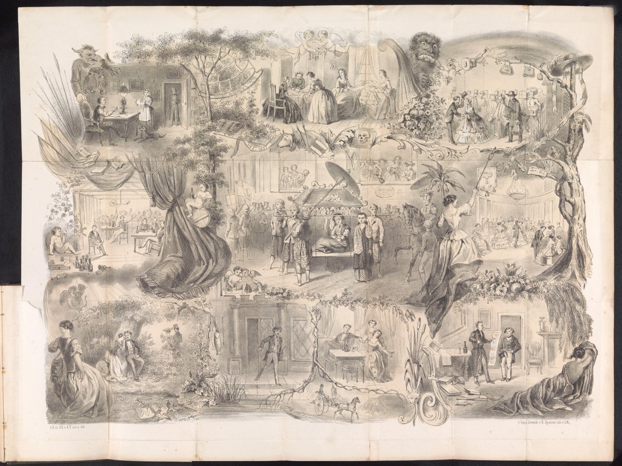 Tegneserie i Delft studentalmanakk, 1858 av Jacob Gosschalk