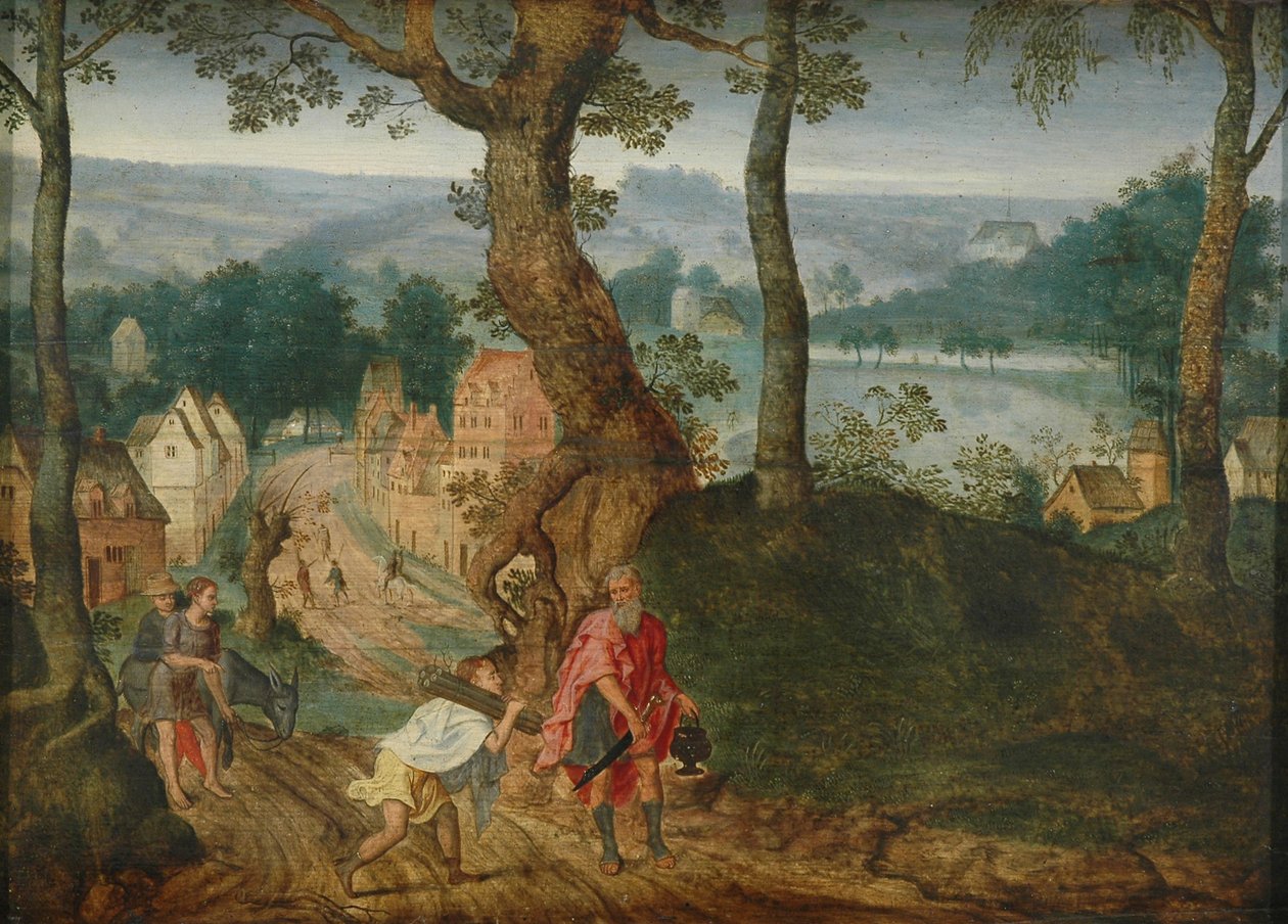 Landskap med Abraham og Isak, midten av 1600-tallet av Jacob Grimmer