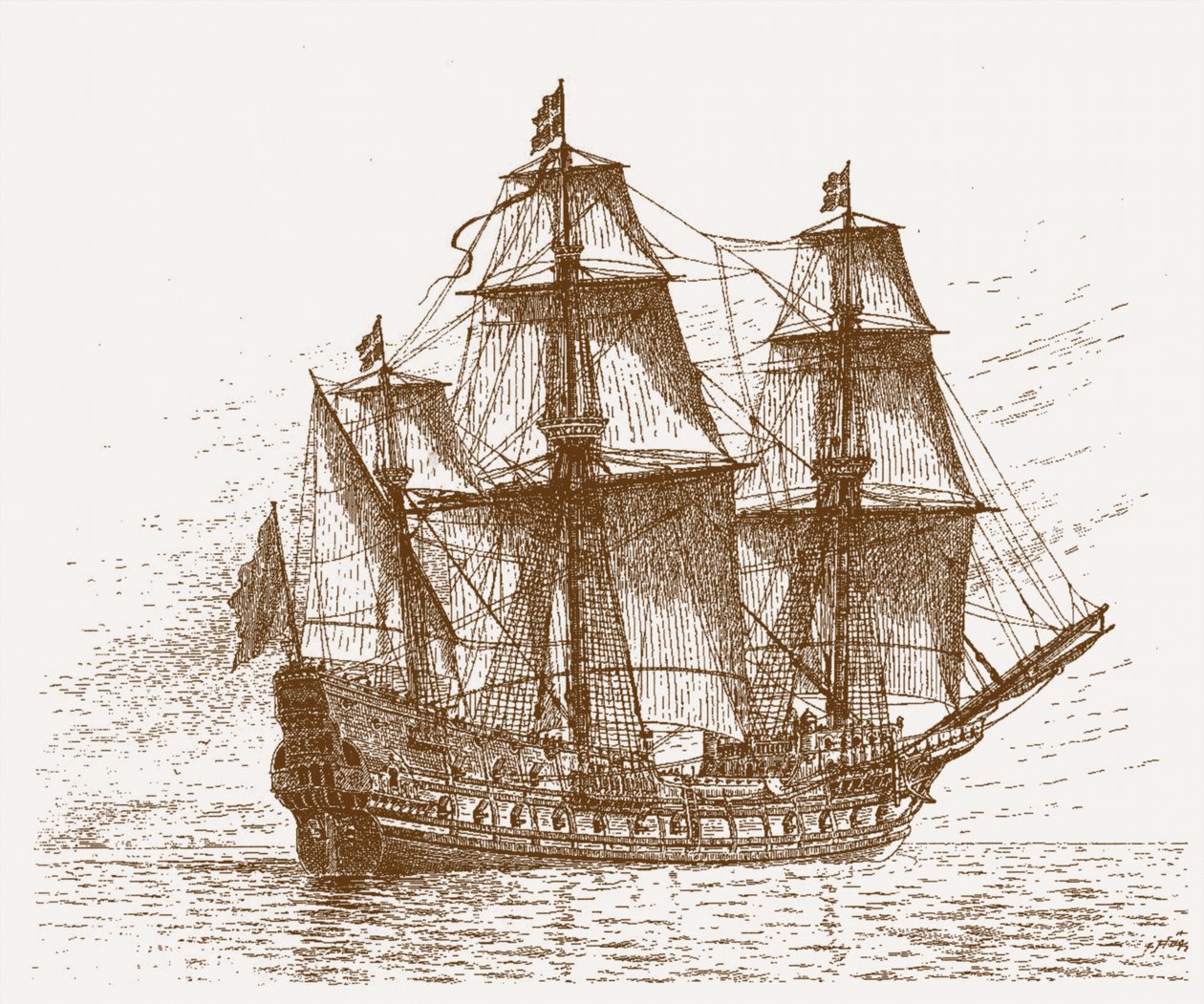Det svenske flaggskipet Mars Makalös før slaget ved Gotland-Öland, 30.–31. mai 1564, ca. 1908 av Jacob Hagg