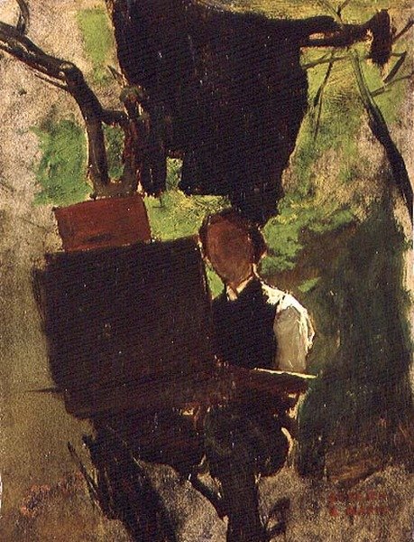 Kunstner på jobb (olje på papir) av Jacob Henricus or Hendricus Maris