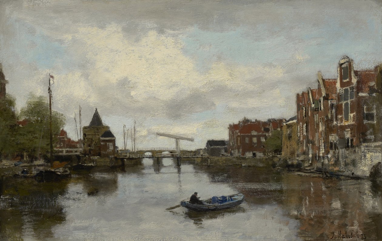 Utsikt over en nederlandsk by, 1873 av Jacob Henricus or Hendricus Maris