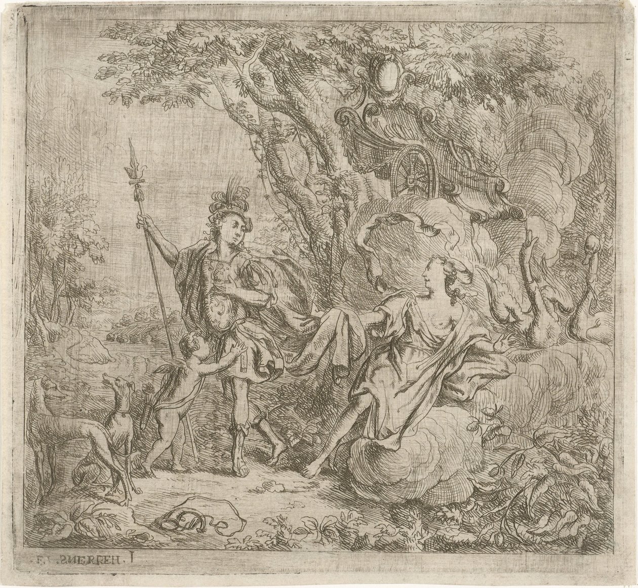 Venus prøver å stoppe Adonis fra å jakte av Jacob Herreyns (I)