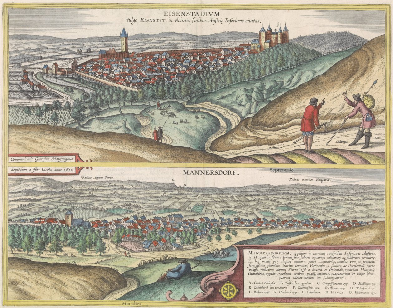 Utsikt over Eisenstad og Mannersdorf av Jacob Hoefnagel