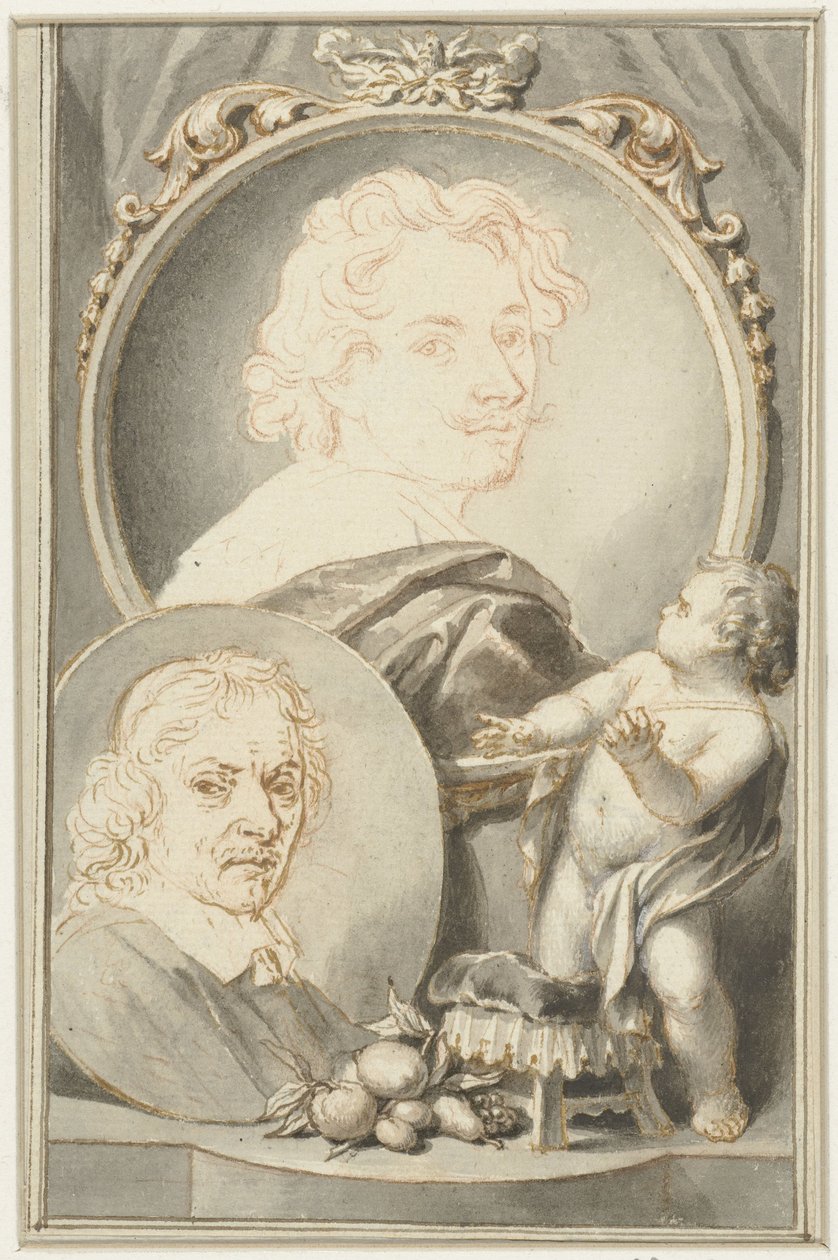 Portretter av Anton van Dyck og Jacob de Bray av Jacob Houbraken
