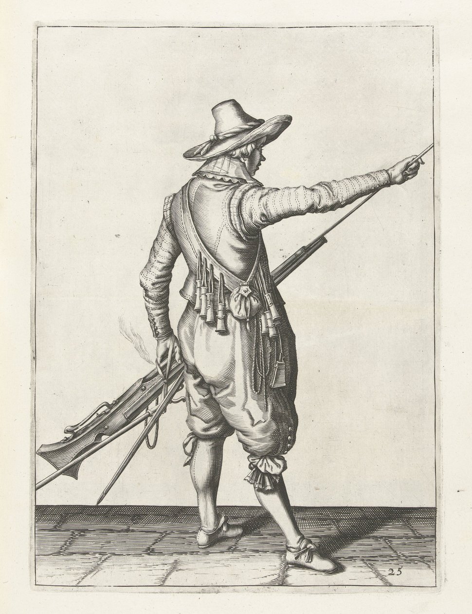 Musketer som fjerner ramstang, ca.1600 av Jacob II de Gheyn