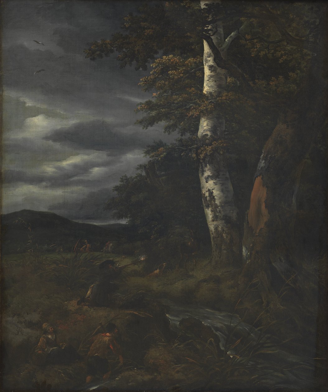 Landskap med en jaktscene av Jacob van Ruisdael