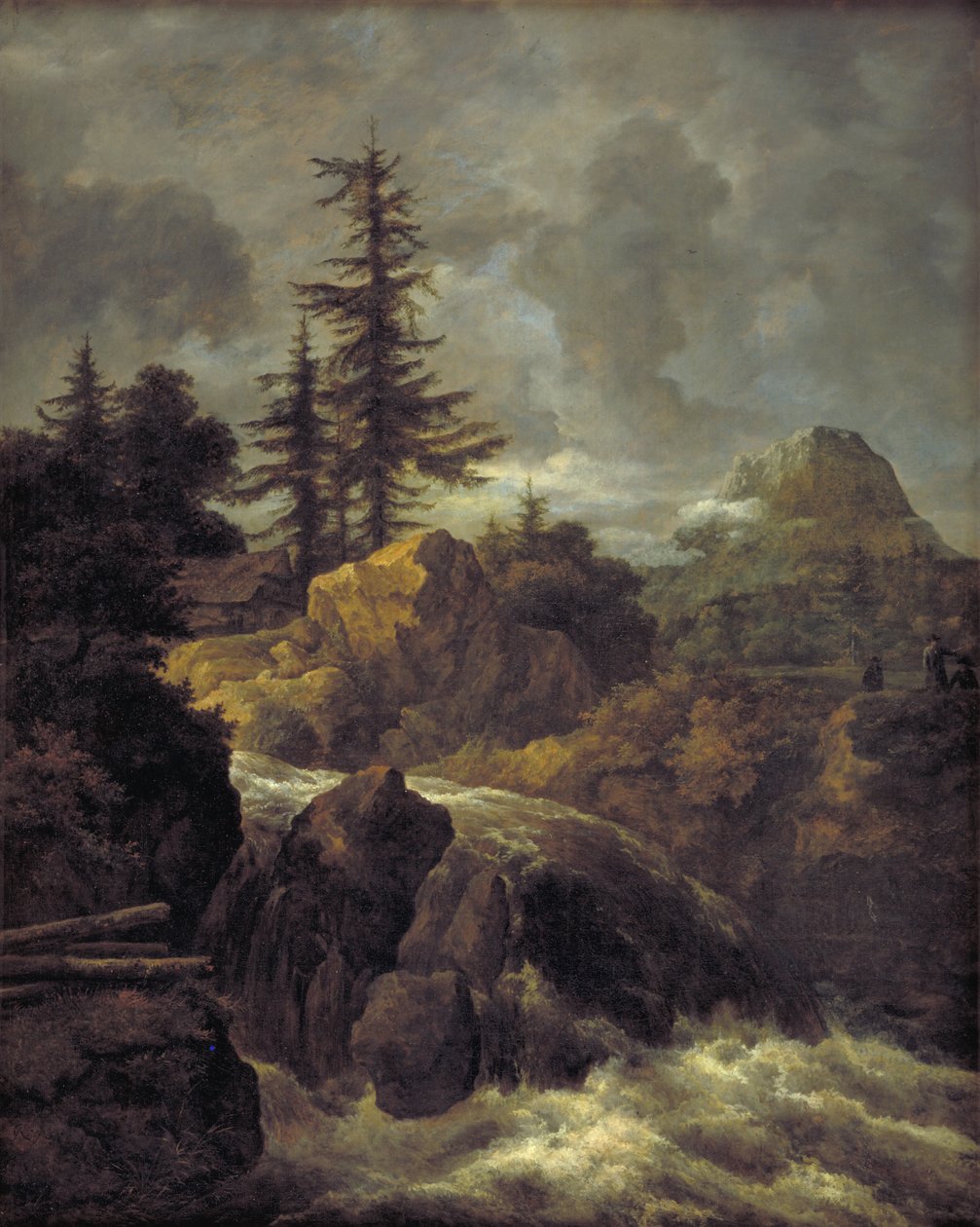 Landskap med en foss og en hytte av Jacob van Ruisdael