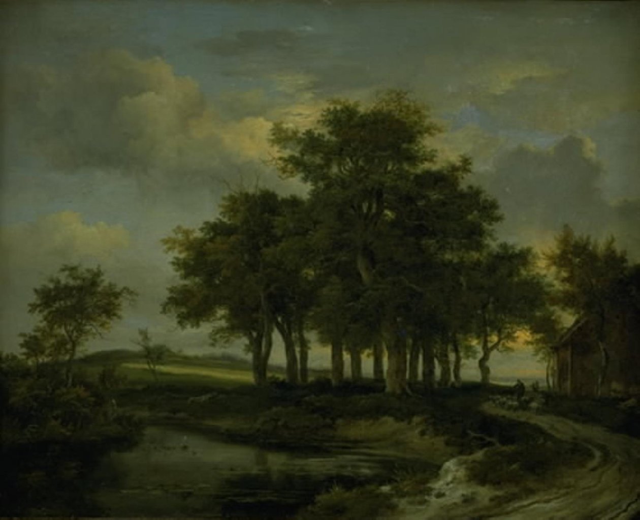 Eiketrær nær en vei, kveld av Jacob van Ruisdael