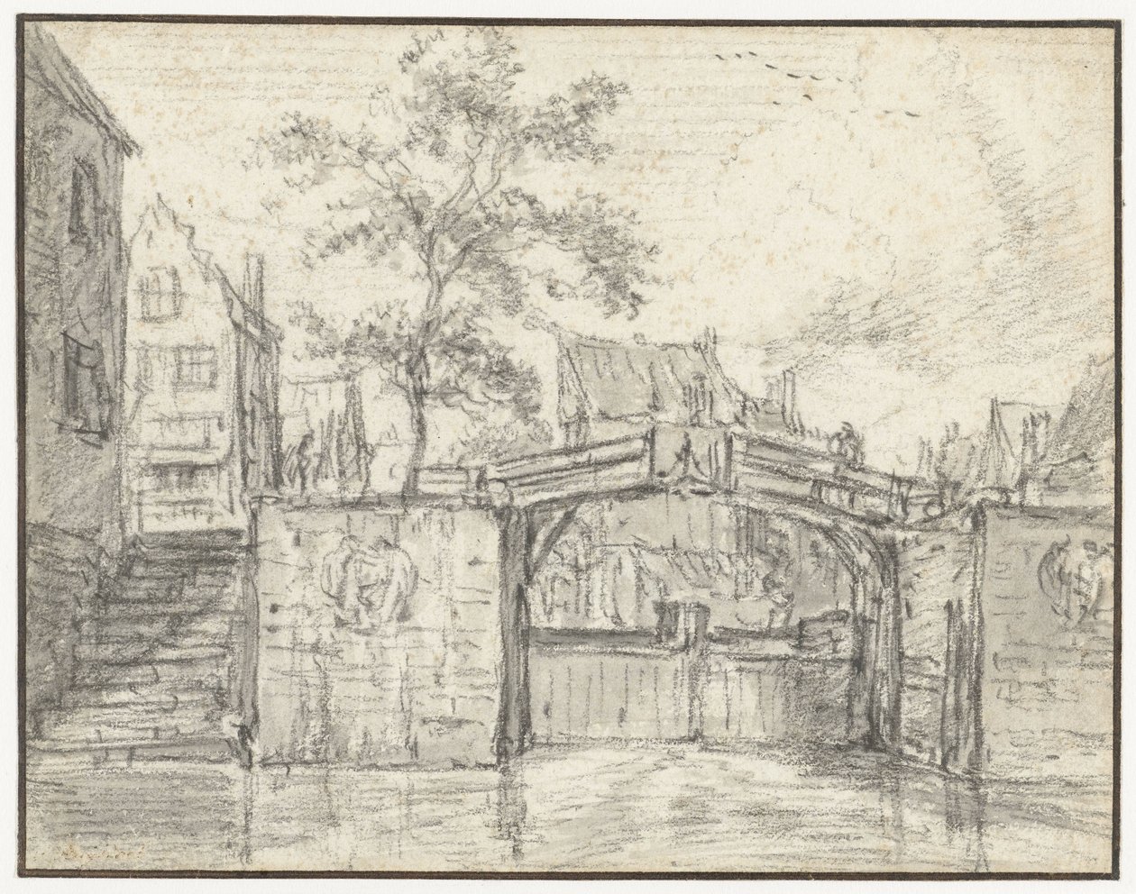 Oude Haarlemmersluis (gamle Haarlem-slusen) på Martelaarsgracht, Amsterdam av Jacob van Ruisdael