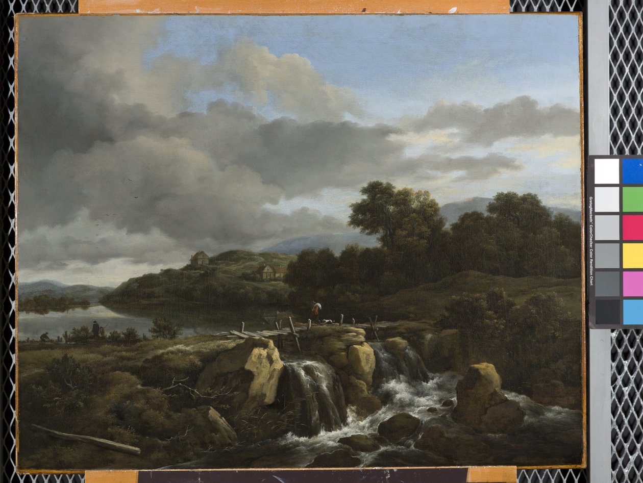 Landskap med kaskade (olje på lerret) av Jacob van Ruisdael