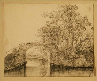 Landskap med steinbro av Jacob van Ruisdael