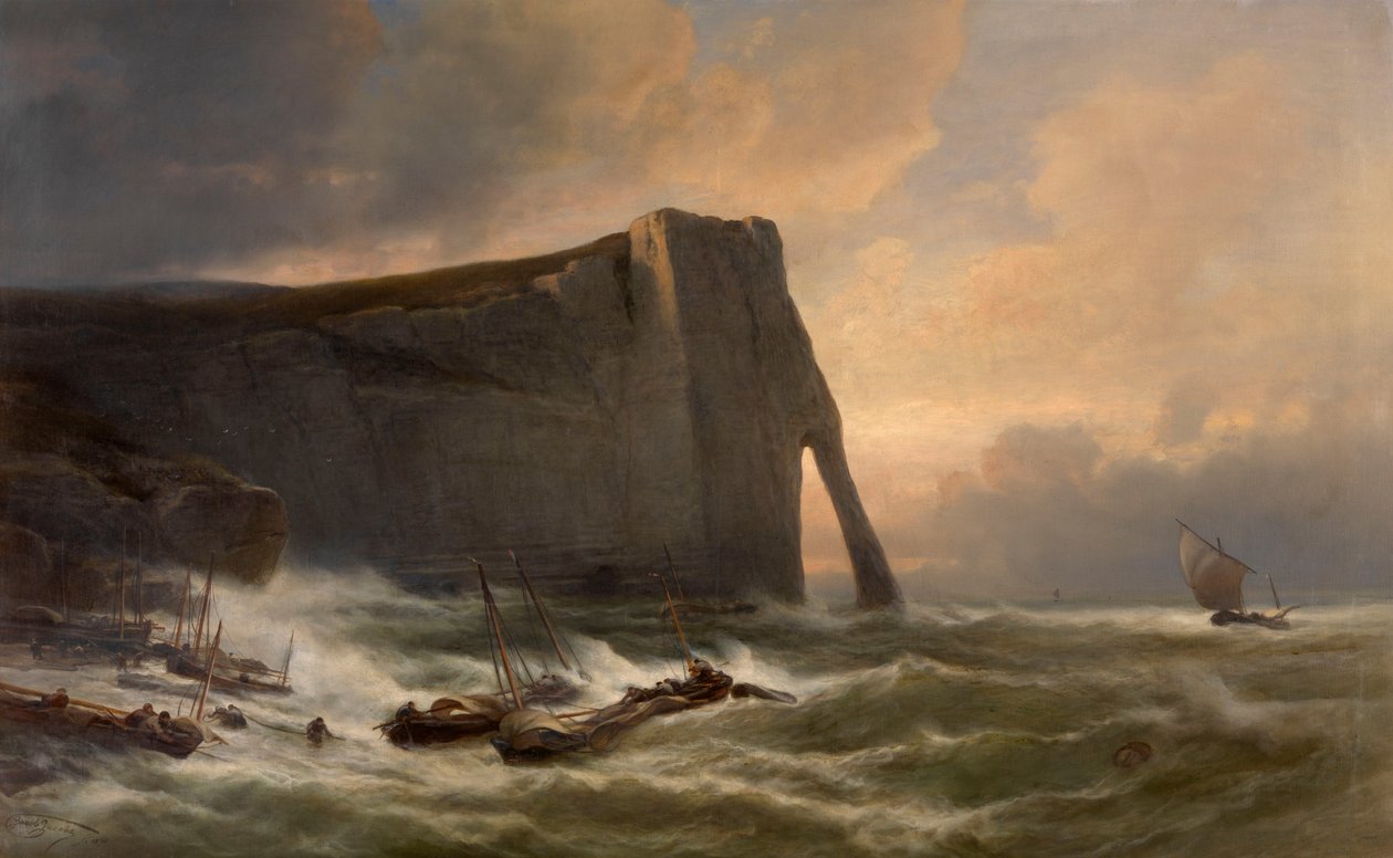 Nederlandsk: Porte d#39;Aval i Etretat Porte d#39;Aval i Etretat av Jacob Jacobs