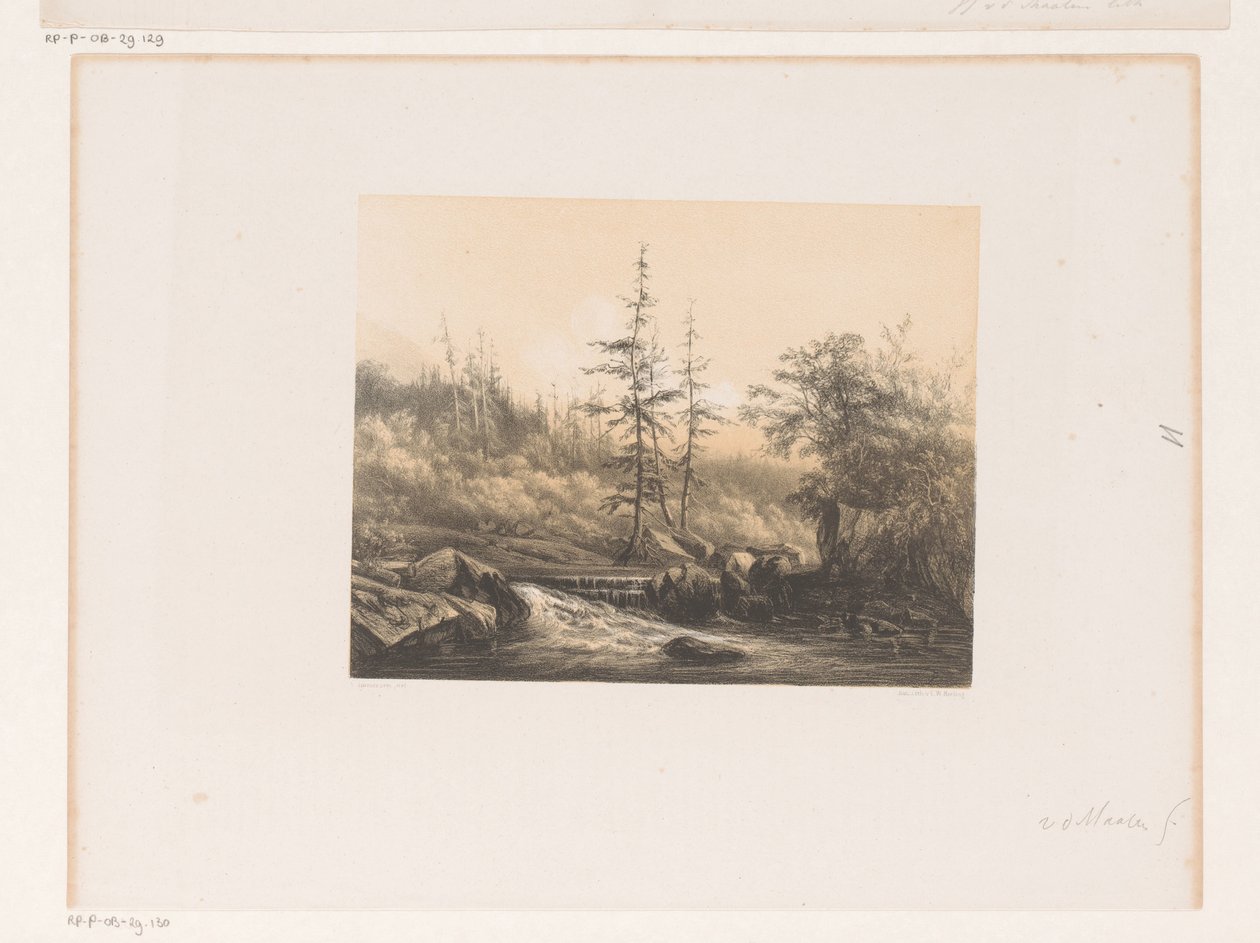 Skoglandskap med elv av Jacob Jan van der Maaten (attributed to)