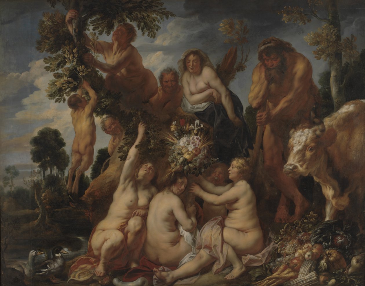 Achelous beseiret av Hercules. Opprinnelsen til Cornucopia. (Allegori om fruktbarhet) av Jacob Jordaens