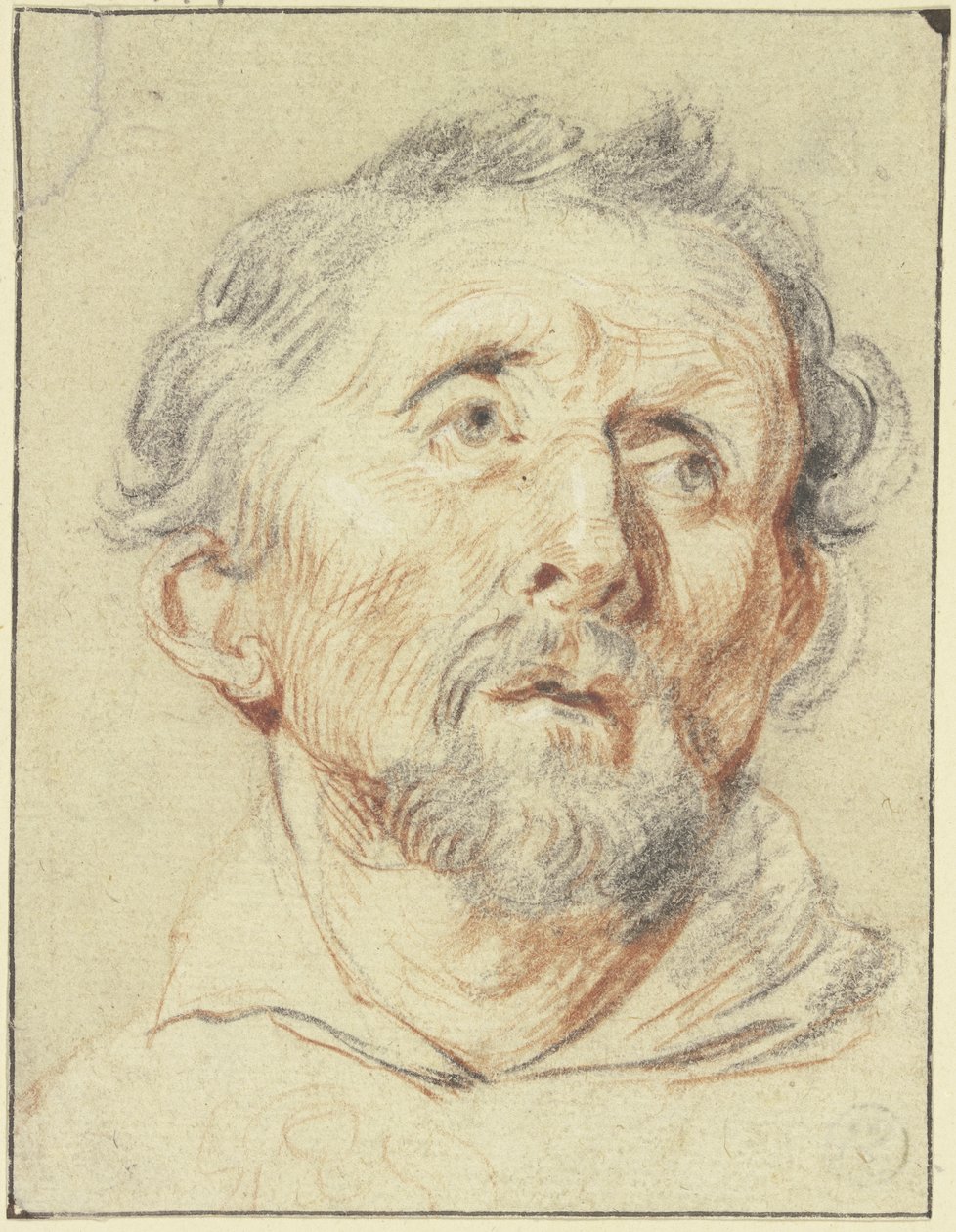 Gammel mann sett forfra, som ser oppover av Jacob Jordaens
