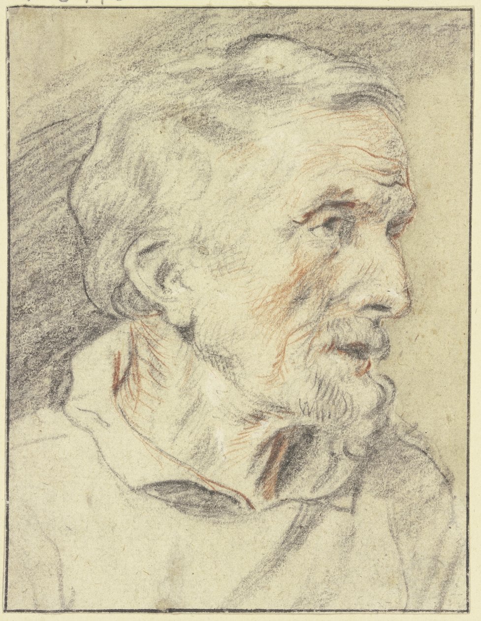 Brystbilde av en gammel mann i profil mot høyre av Jacob Jordaens