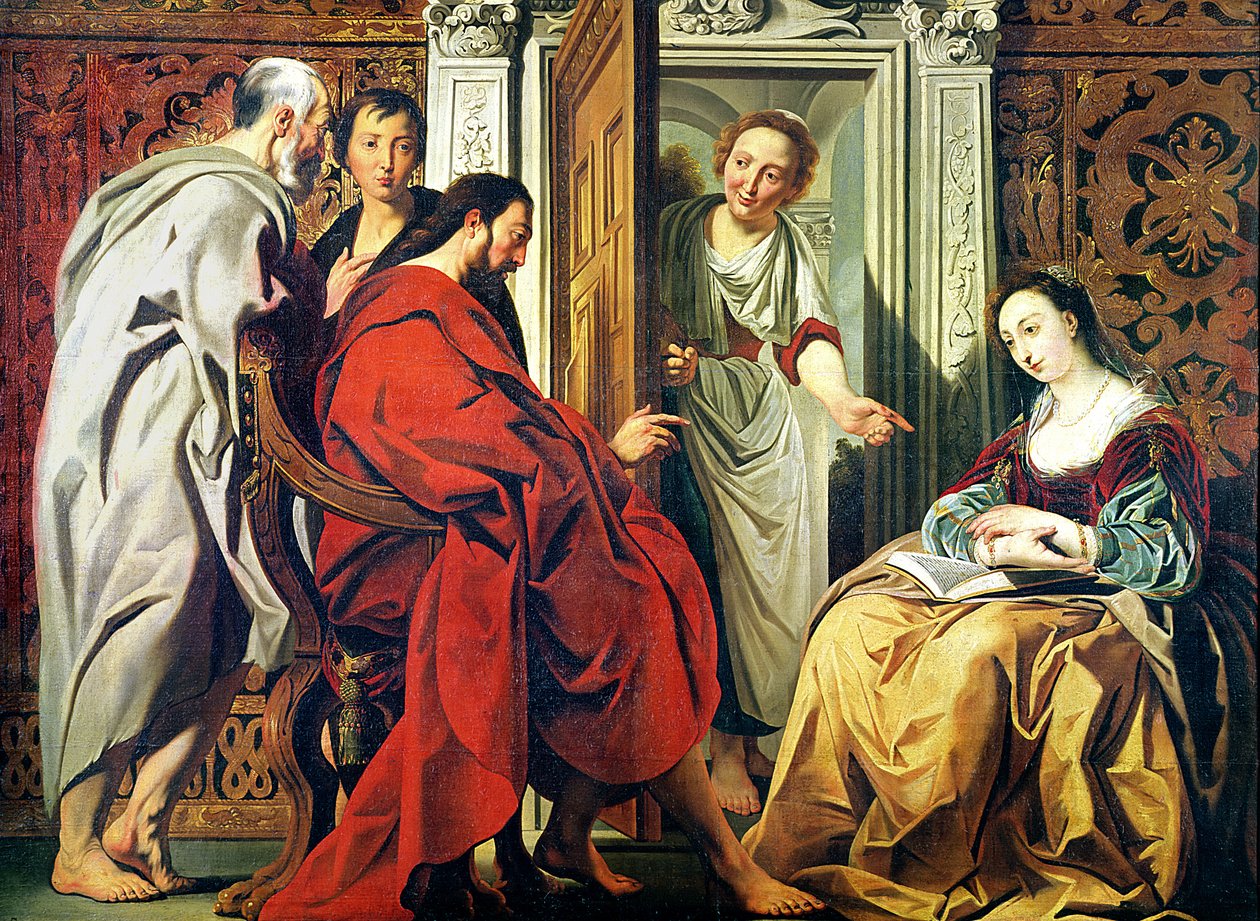 Kristus i huset til Marta og Maria av Betania av Jacob Jordaens