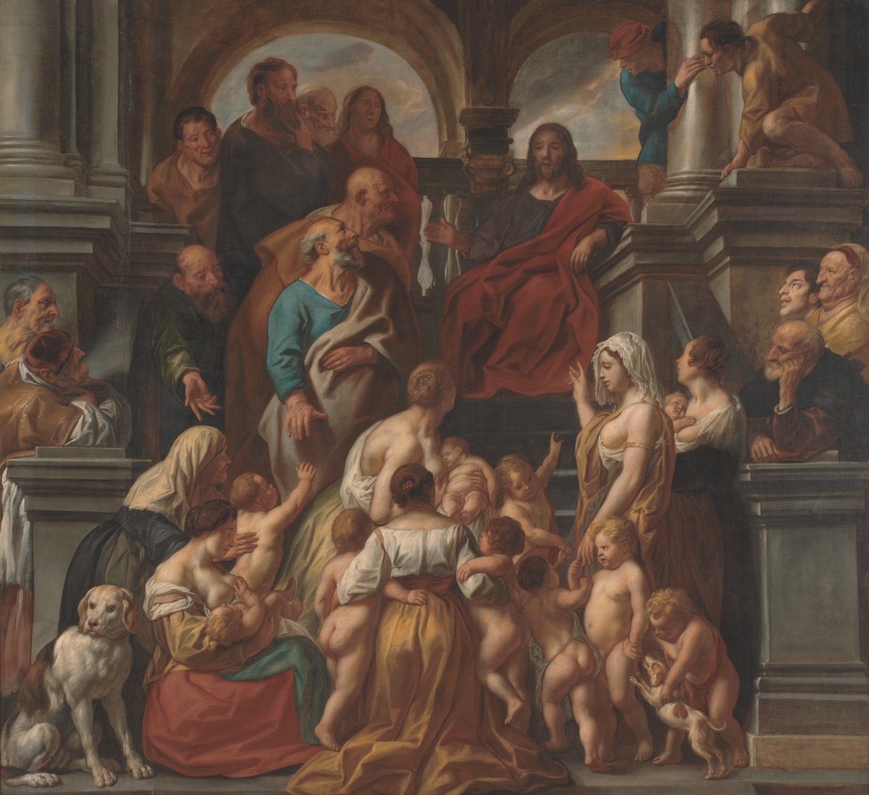 Kristus velsigner små barn. La små barn komme til meg av Jacob Jordaens