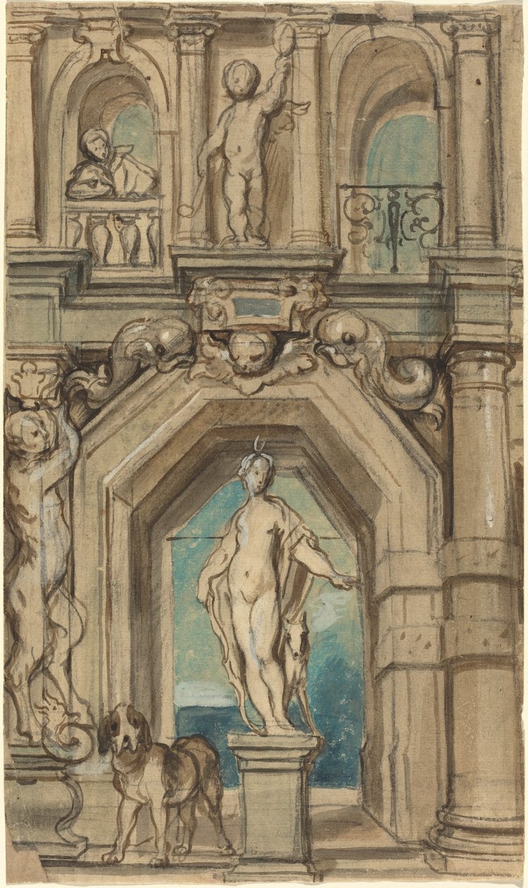 Design for en veggdekorasjon [recto] av Jacob Jordaens