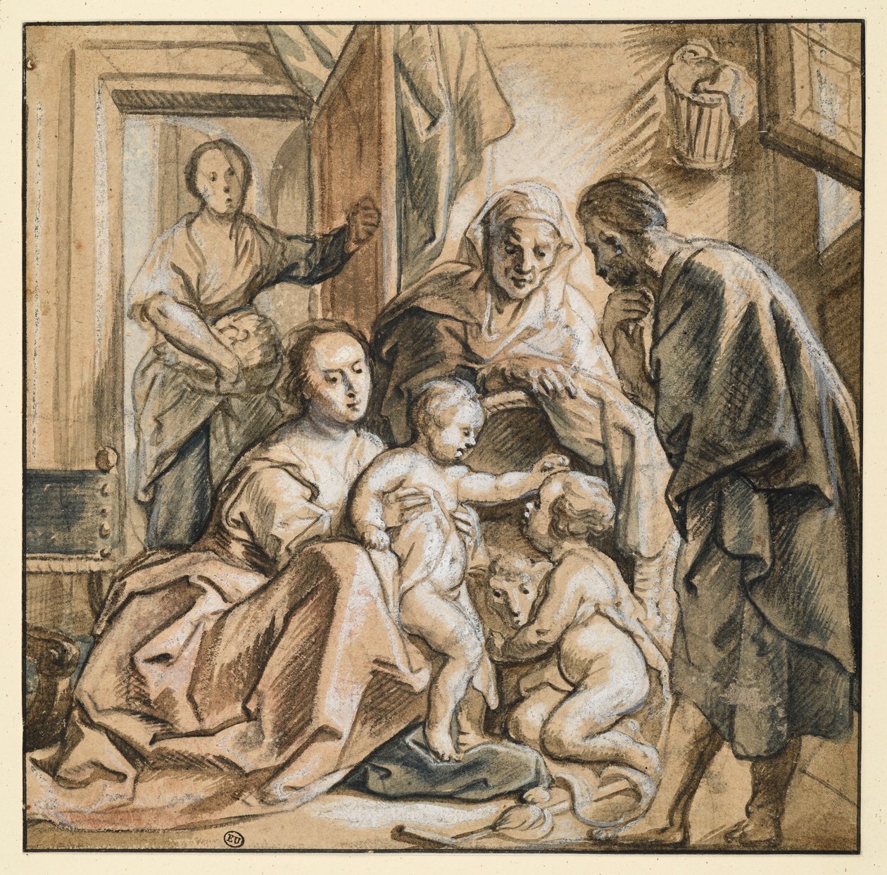 Den hellige familie med Elisabet og den lille Johannes av Jacob Jordaens